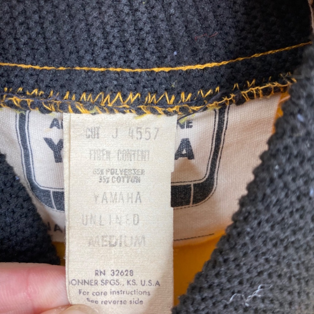 VTG Yamaha Jacket M 70s Unlined Yellow Motocross Moto Racing Medal Patch Pocket - Picture 10 of 14